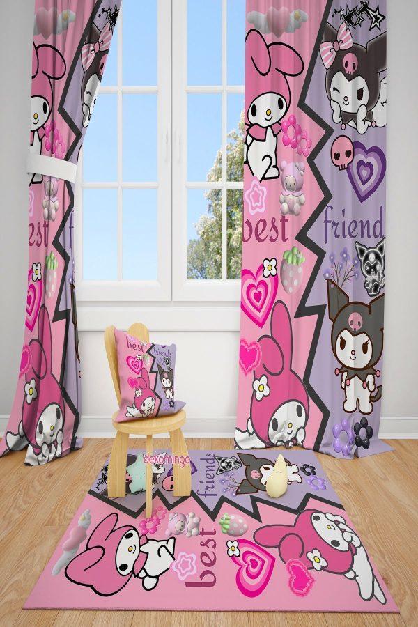 BEST FRİENDS KUROMİ MY MELODY BEBEK VE ÇOCUK ODASI FON PERDE  2 KANAT