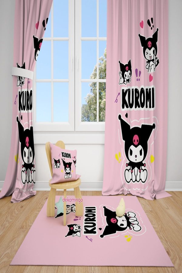KUROMİ ÜÇLÜ PEMBE BEBEK VE ÇOCUK ODASI FON PERDE 2 KANAT