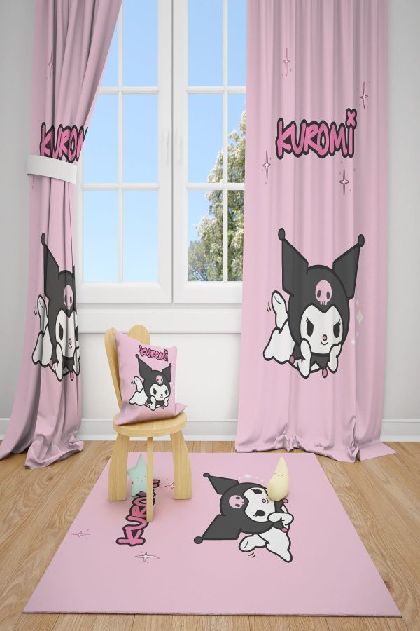 KUROMİ PEMBE ÇOCUK VE BEBEK ODASI 2 KANAT FON PERDE