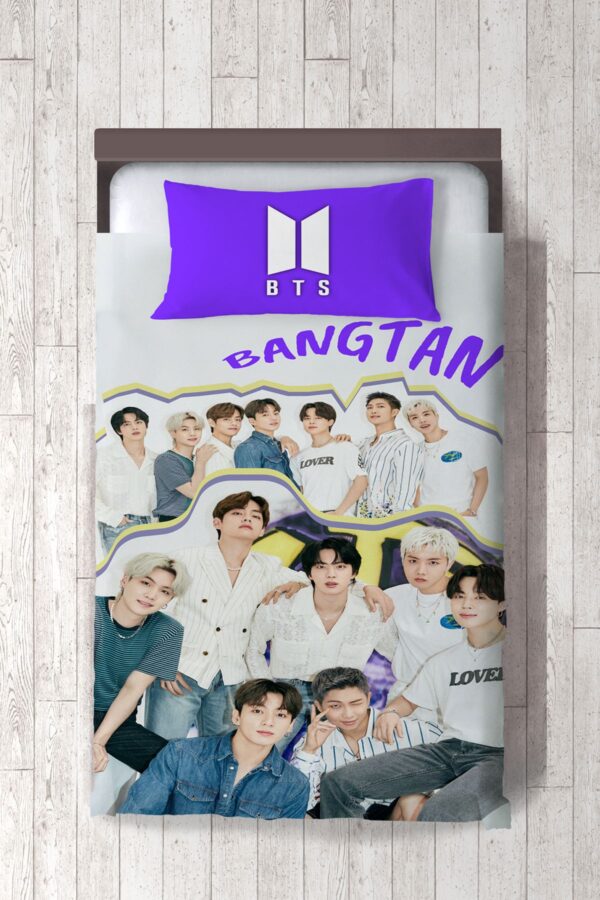 MOR BTS BANGTAN BEBEK VE ÇOCUK ODASI YATAK ÖRTÜSÜ