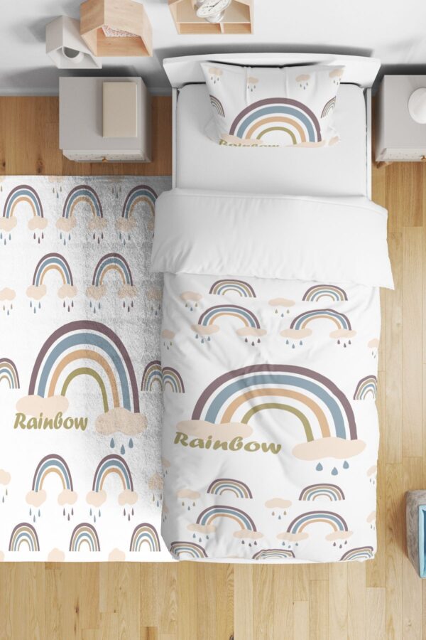 Soft Gökkuşağı Rainbow Desenli Çocuk Yatak Örtüsü ( Nevresim Değil )