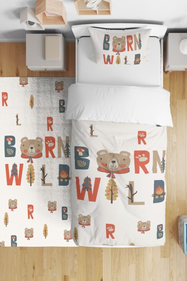 Born Wild Ayı Desenli Çocuk Yatak Örtüsü ( Nevresim Değil )
