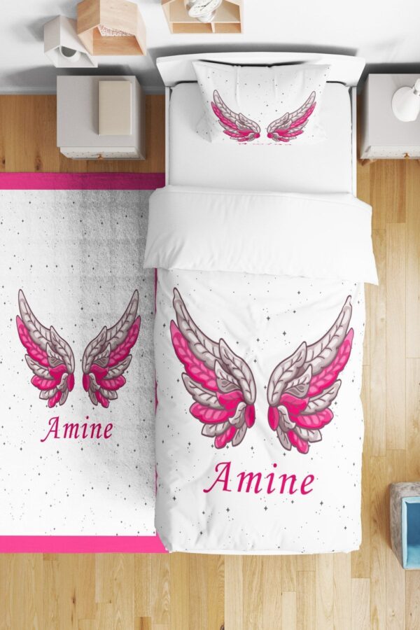 Pembe Kanat Bebek Ve Çocuk Odası Yatak Örtüsü ( Nevresim Değil )
