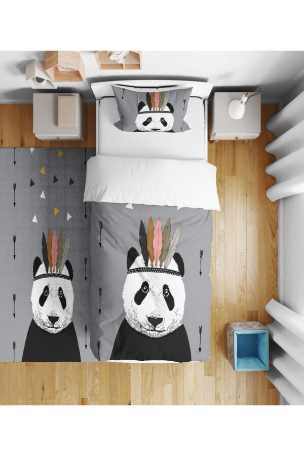 Tüylü Panda Çocuk Yatak Örtüsü ( Nevresim Değil )
