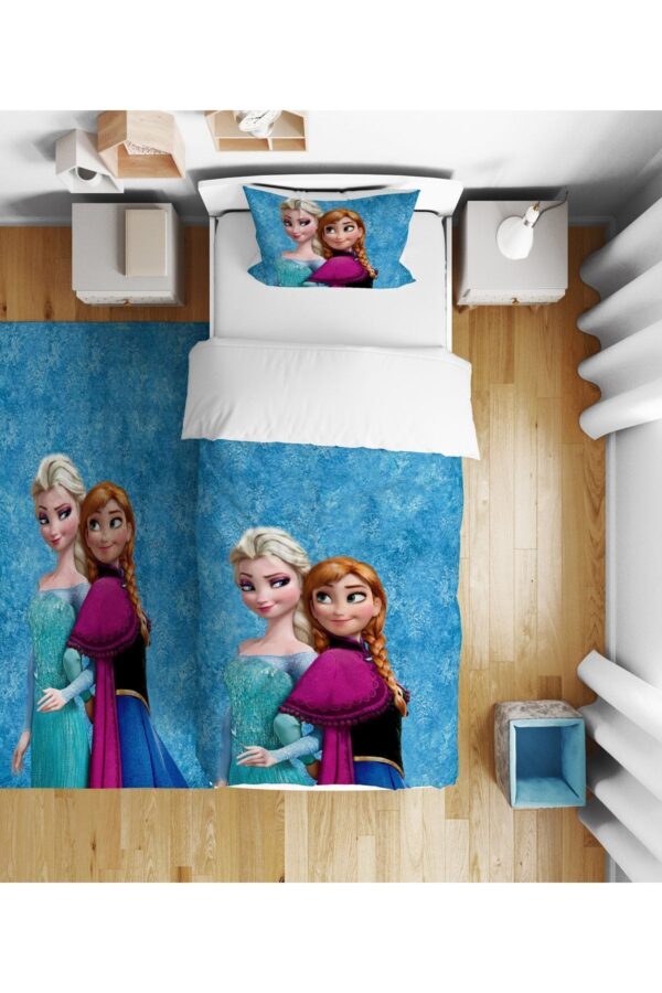 Elsa Ve Anna Mavi Çocuk Yatak Örtüsü ( Nevresim Değil )