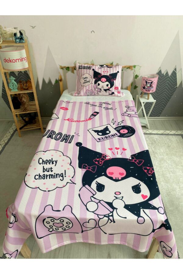 BÜYÜK ÇİZGİLİ KUROMİ BEBEK VE ÇOCUK ODASI PİKE TAKIMI