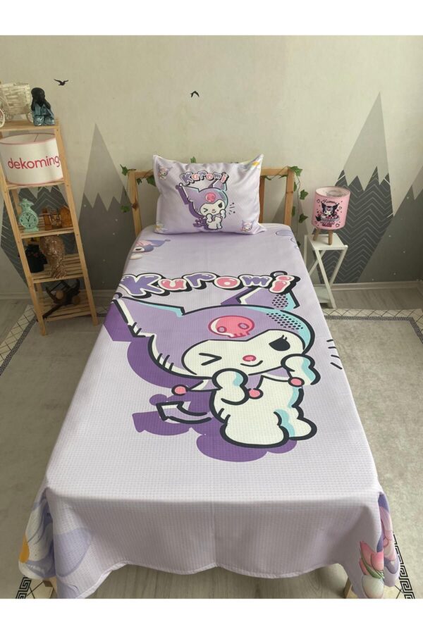 ÇİÇEKLİ LİLA KUROMİ BEBEK VE ÇOCUK ODASI PİKE TAKIMI