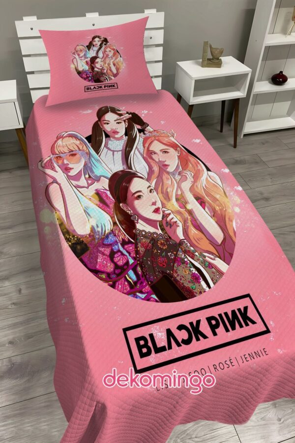 BLACK PINK BEBEK VE ÇOCUK BAZA PİKE TAKIMI VE YASTIK KILIFI ( TEK KİŞİLİK )