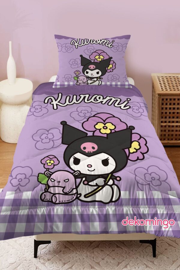 EKOSE ÇİÇEK MOR KUROMİ BEBEK VE ÇOCUK ODASI KAPİTONE YORGAN