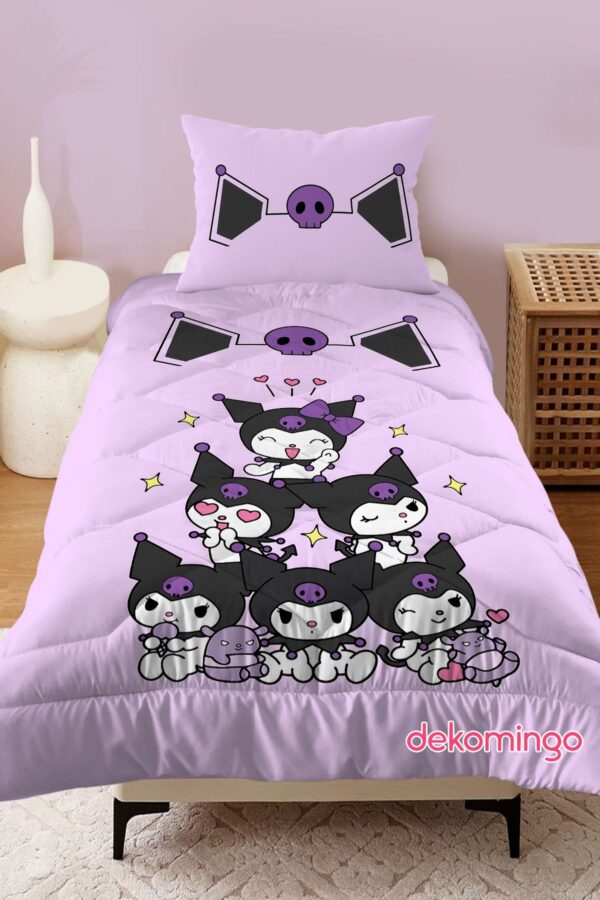 KULAKLI LİLA KUROMİLER DESENLİ KAPİTONE YORGAN