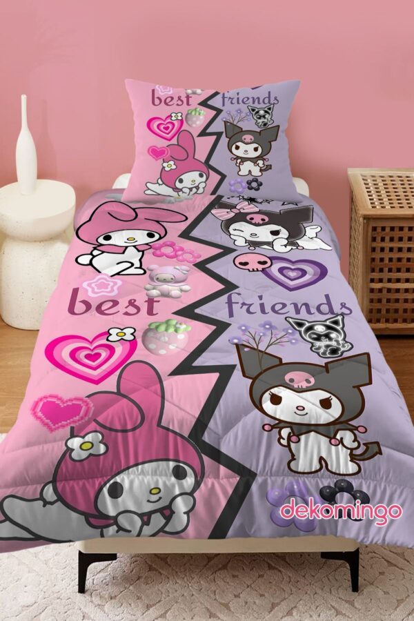 BEST FRİENDS KUROMİ MY MELODY BEBEK VE ÇOCUK ODASI KAPİTONE YORGAN