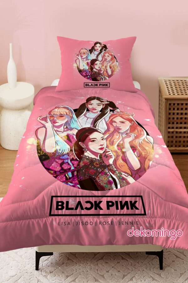 BLACK PINK DESENLİ BEBEK VE ÇOCUK ODASI KAPİTONE YORGAN