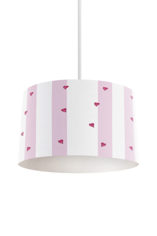 PEMBE ŞERİT KALP DESENLİ ÇOCUK VE BEBEK ODASI AVİZE