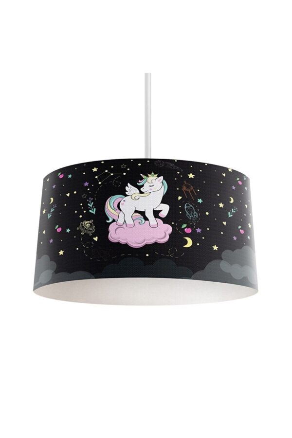Siyah Zemin Unicorn Çocuk Avize