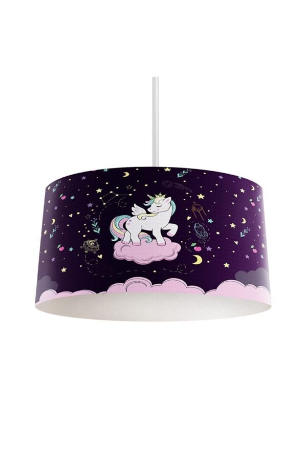 Mor Zeminli Unicorn Çocuk Avize