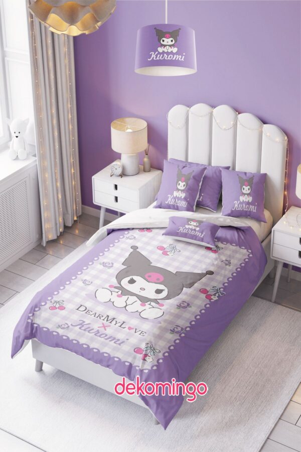 KİRAZLI KUROMİ LİLA BEBEK VE ÇODUK ODASI NEVRESİM TAKIM ( ÇARŞAFSIZ )