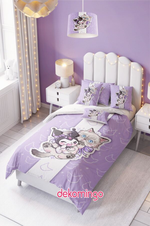 KEDİLİ KUROMİ BEBEK VE ÇODUK ODASI NEVRESİM TAKIM ( ÇARŞAFSIZ )