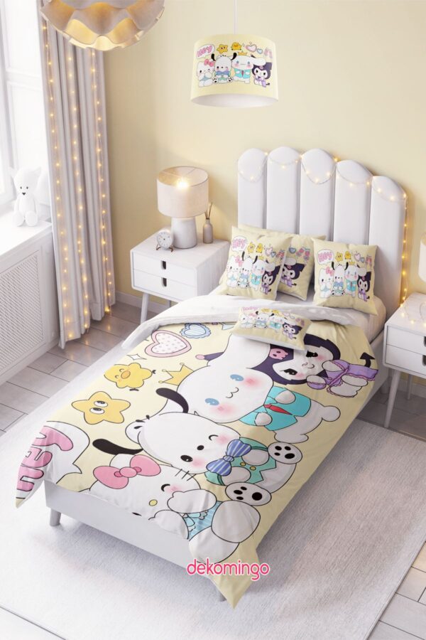 Sarı Yatay Sanrio Desenli Bebek Ve Çocuk Odası Nevresim Takımı ( Çarşafsız )
