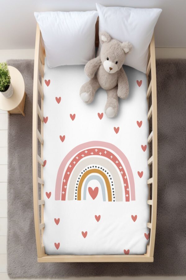 Pudra Çocuk Gökkuşağı Beşik Bebek Nevresim Takımı 100x150 ( Çarşafsız )