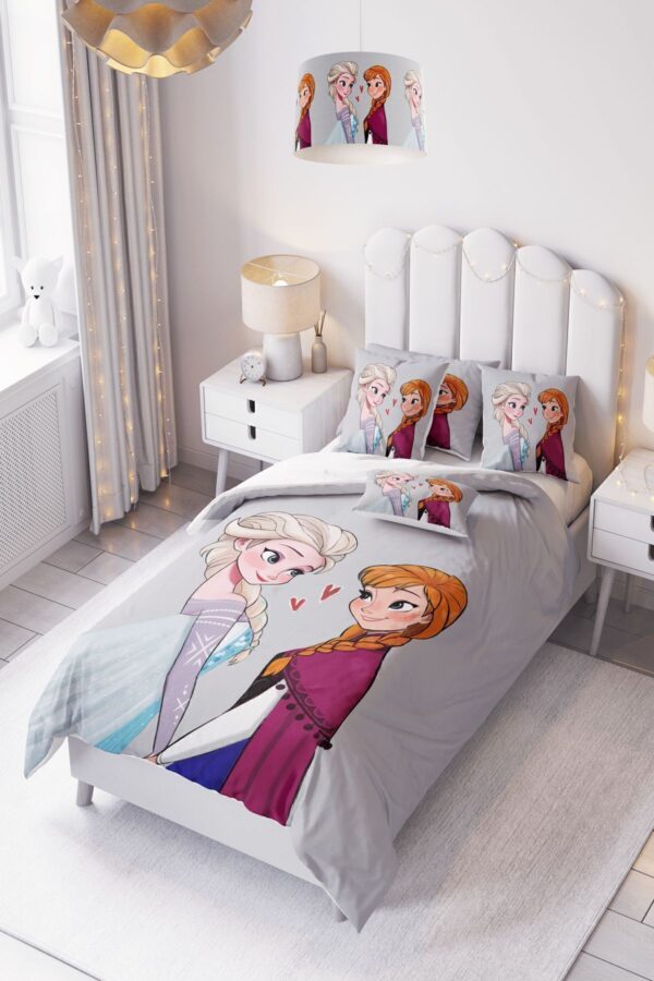 Açık Gri Elsa Ve Anna Bebek Ve Çocuk Odası Nevresim Takımı ( Çarşafsız )