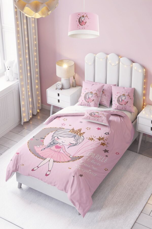 Pembe Ay Prenses Bebek Ve Çocuk Nevresim Takımı ( Çarşafsız )